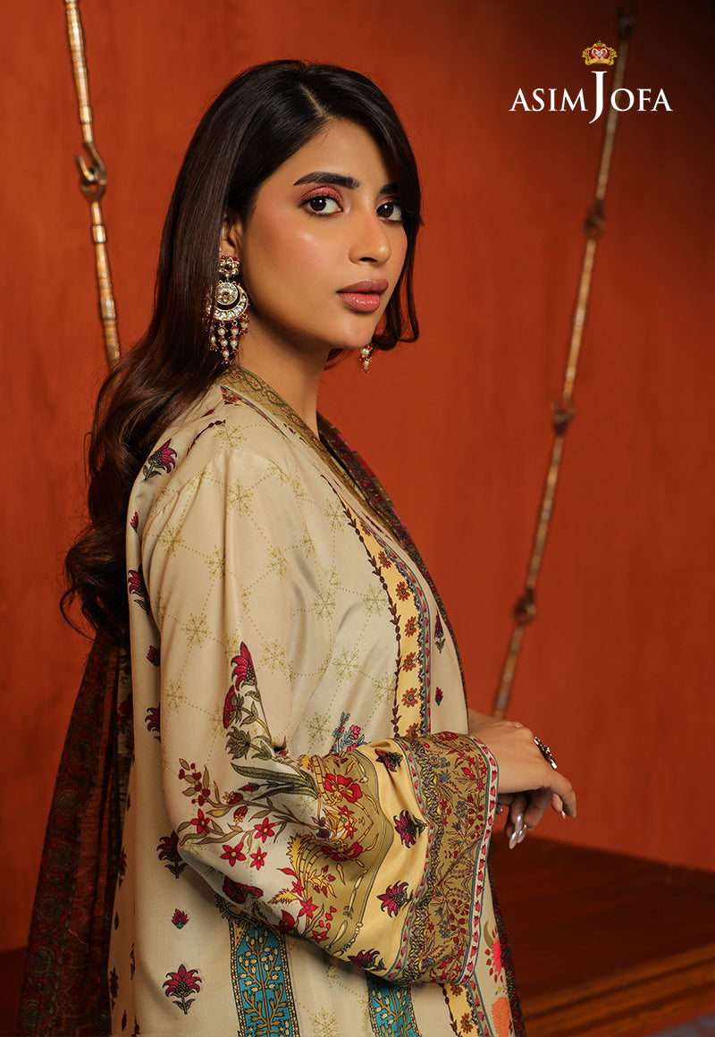 AJTM-16 - 3 PCS EMBROIDERED SWISS LAWN 3 PCS