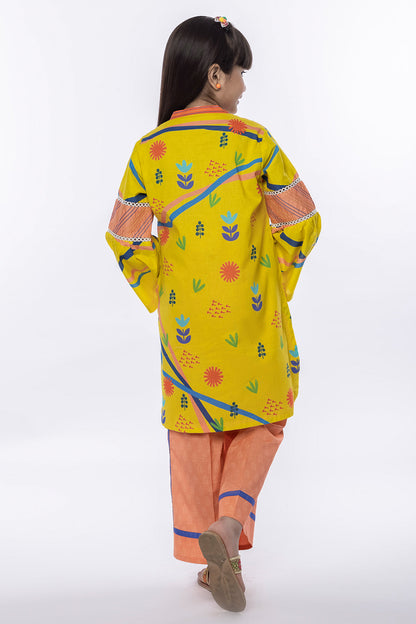 2Pcs Printed Lawn Suit DK-Yellow SKU: MAC-014
