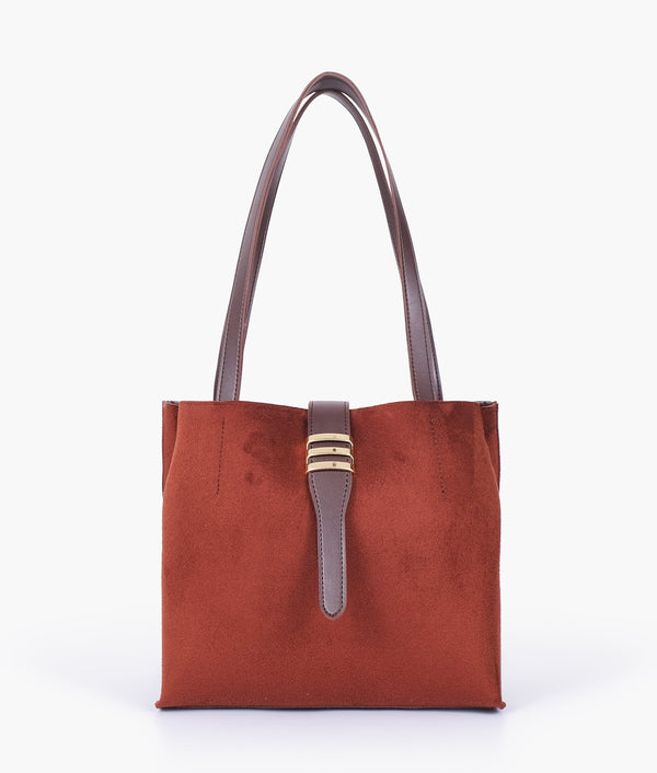 RTW Creation - Dark brown suede mini tote bag