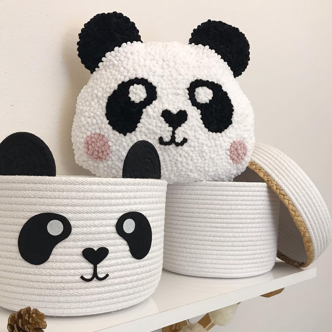 Panda Cotton Rope Basket  Perfect for Kids' Room, Toy Storage, and Nursery Decor