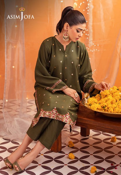 AJTM-04 - 2 PCS EMBROIDERED RAW SILK 2 PCS