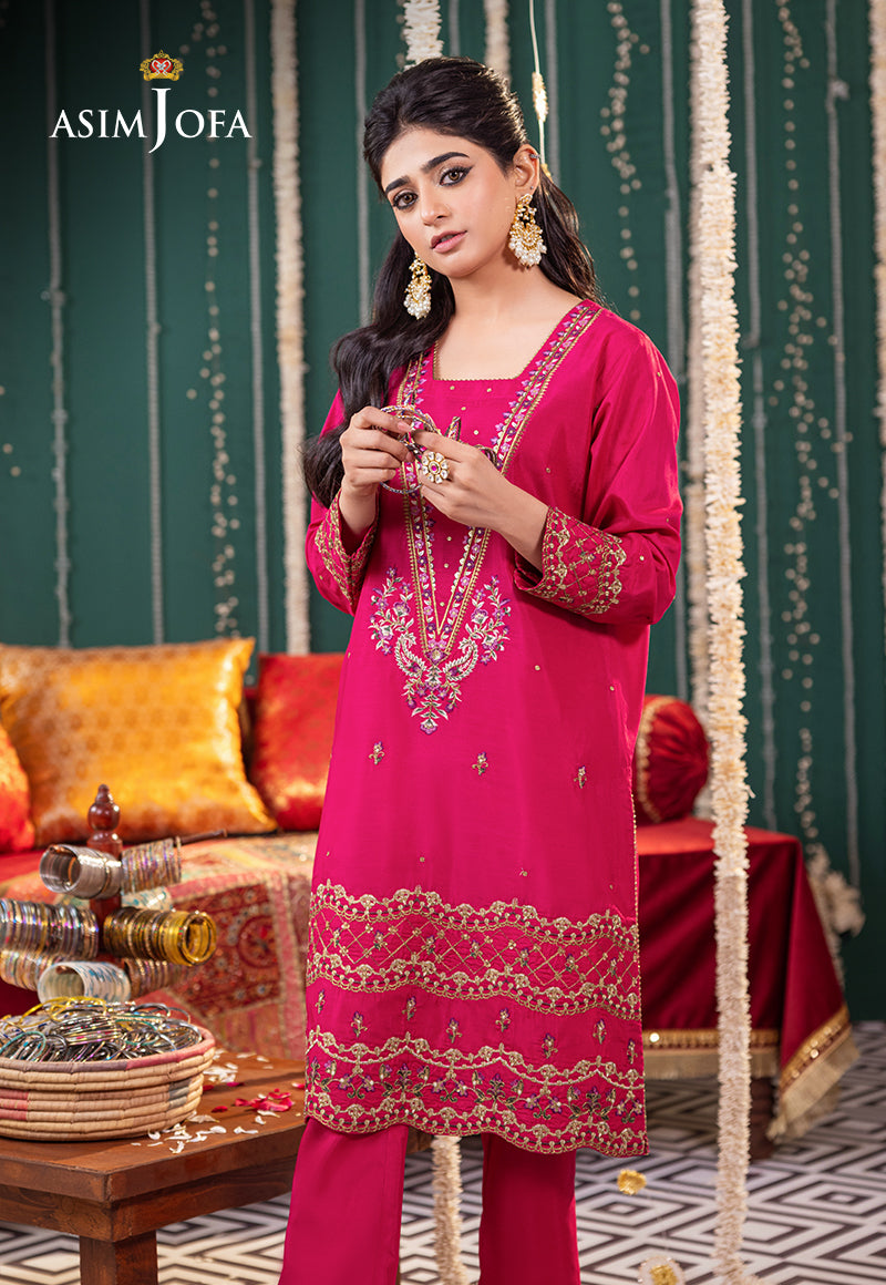 AJTM-03 - 2 PCS EMBROIDERED RAW SILK 2 PCS