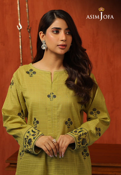 AJTM-07 - 2 PCS EMBROIDERED SELF JACQUARD 2 PCS