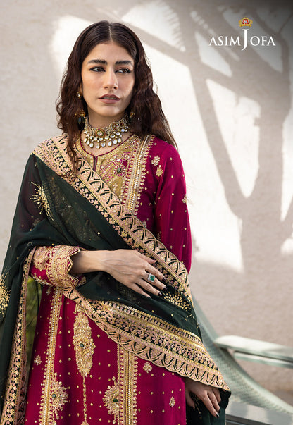 AJJH-10 EMBROIDERED RAW SILK 3 PCS