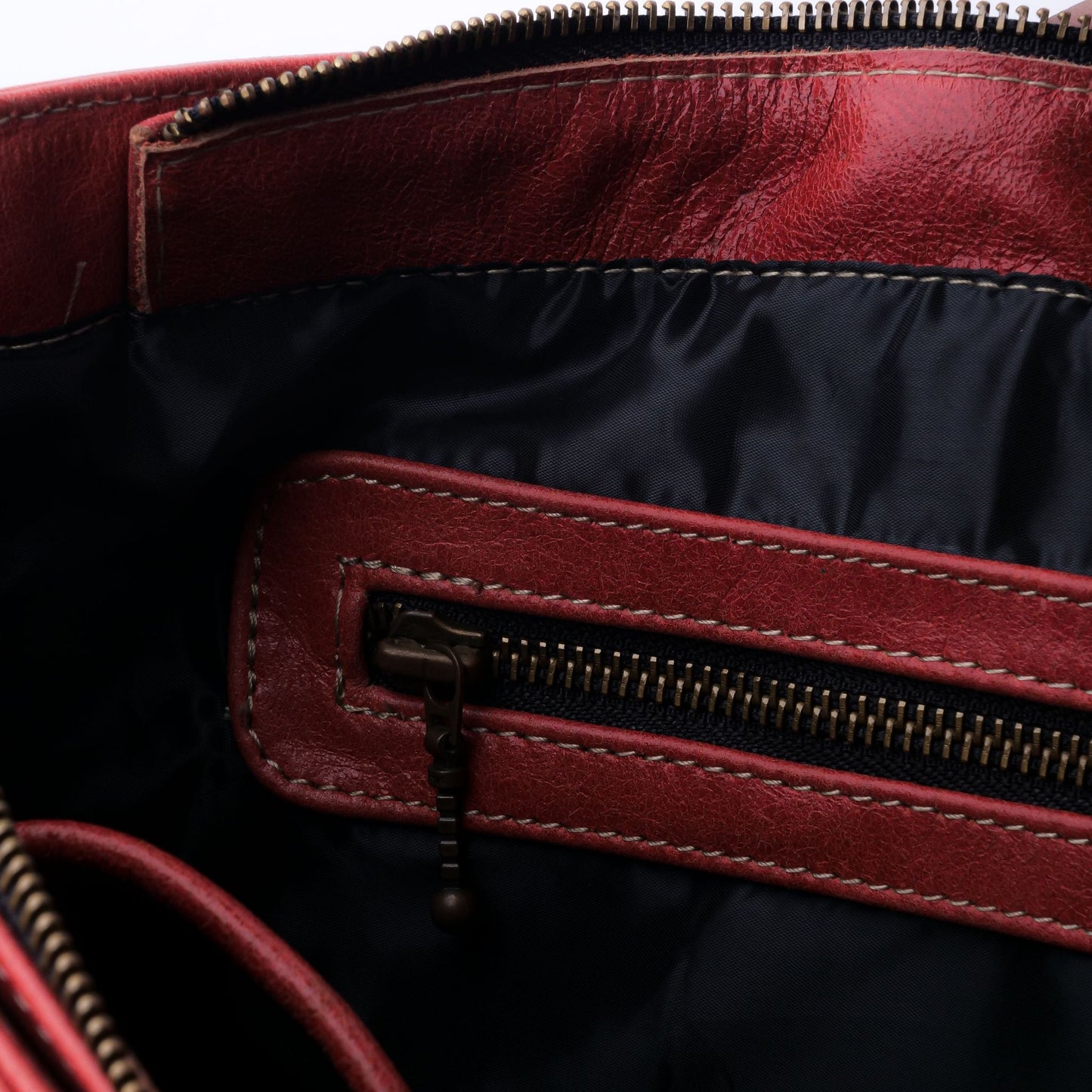 Everyday Women's Leather Zipper Tote Bag-Candy Red