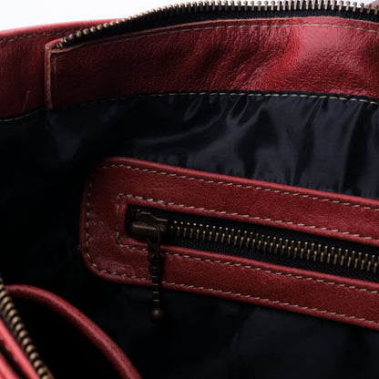 Everyday Women's Leather Zipper Tote Bag-Candy Red