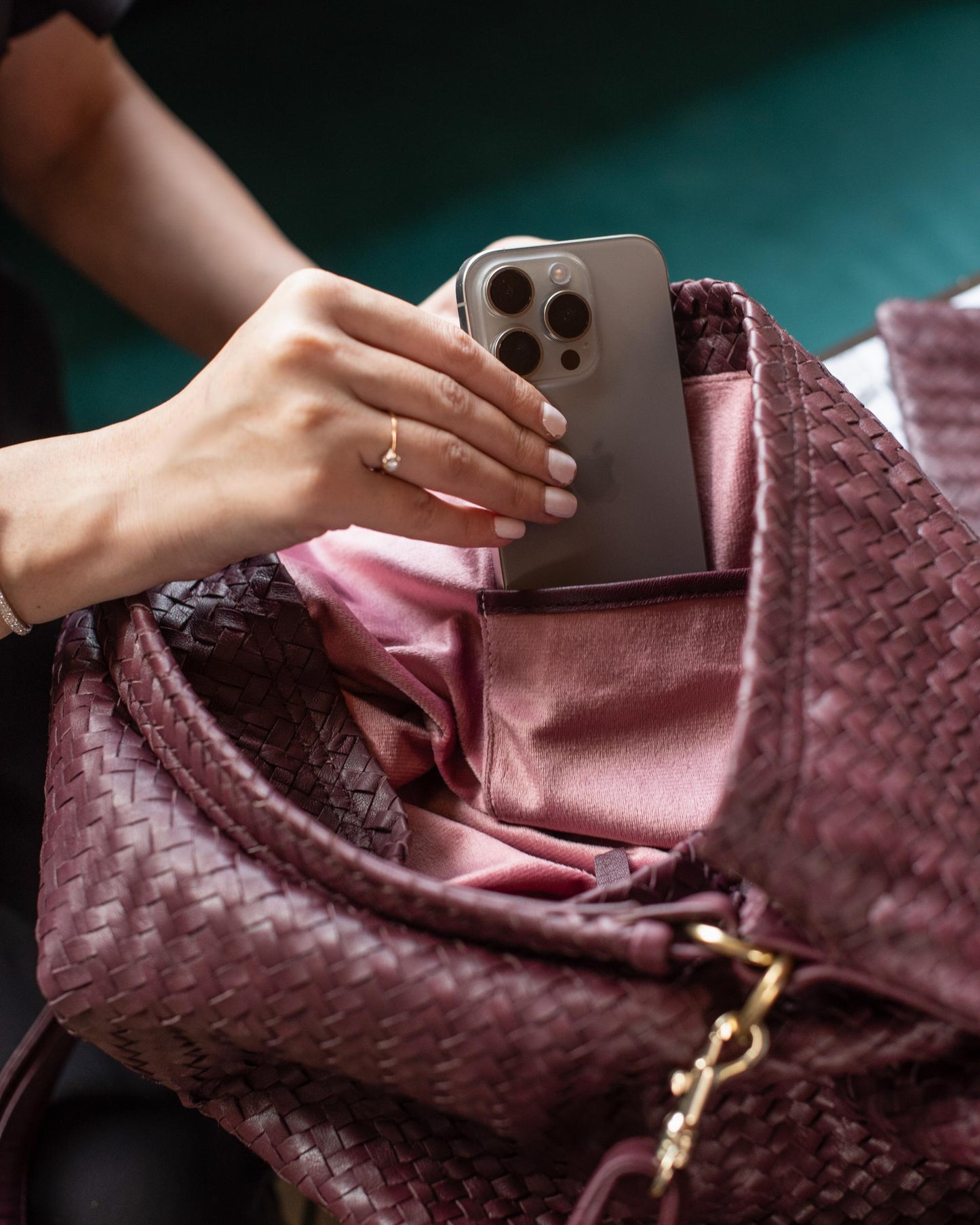 Handmade Woven Original Leather Bag-Burgundy