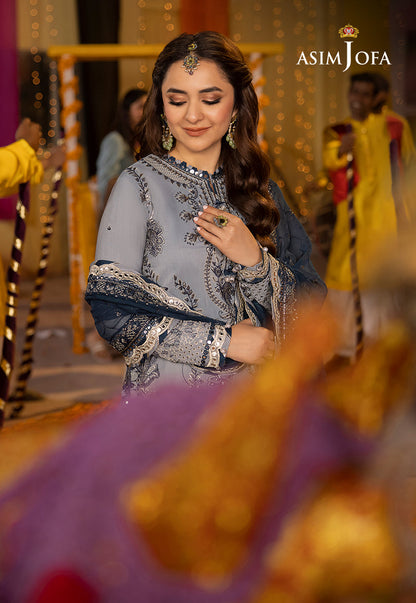 AJDA-08 EMBROIDERED LAWN SILK 3 PCS