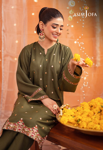 AJTM-04 - 2 PCS EMBROIDERED RAW SILK 2 PCS