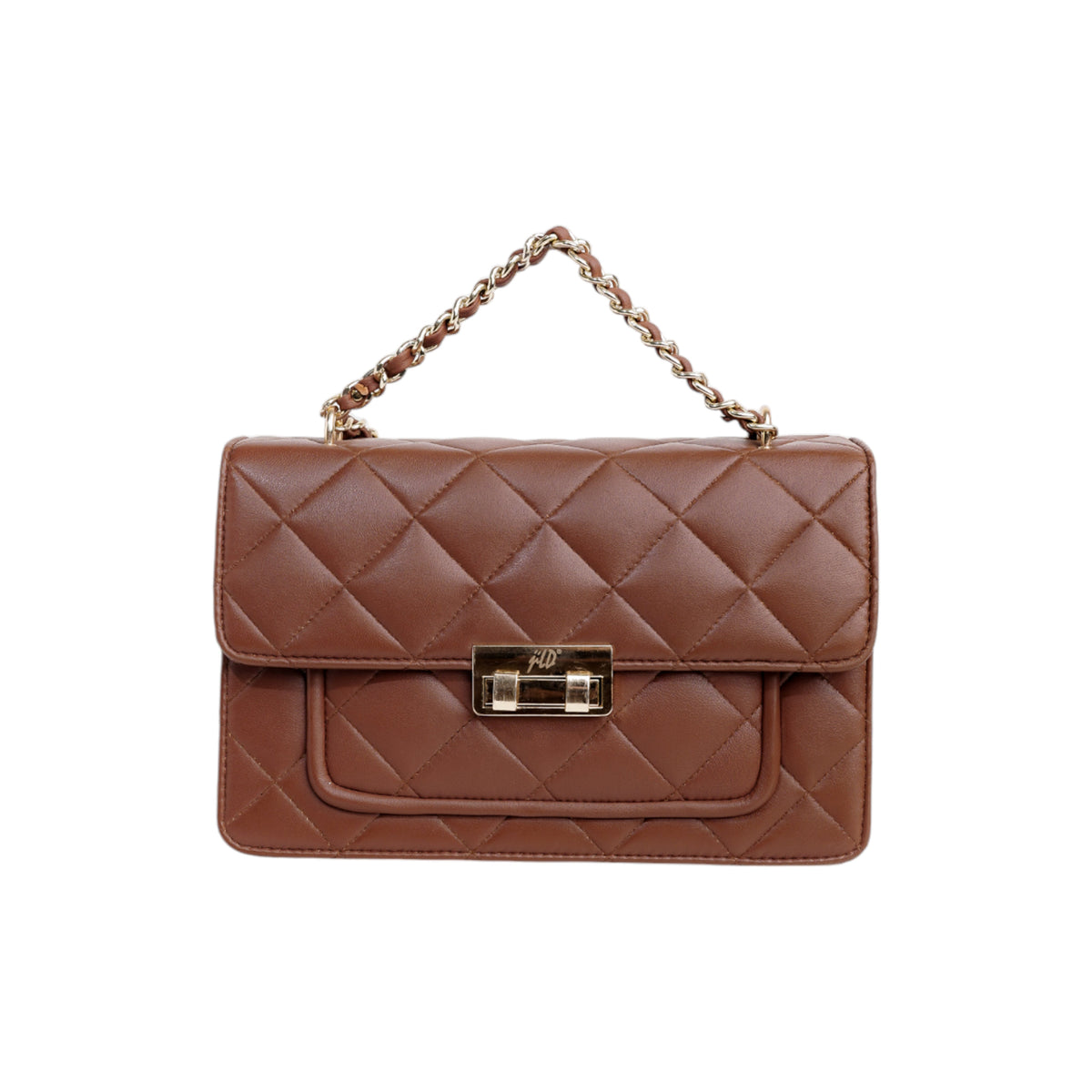 Flora Quilted Crossbody Leather Bag- tanbrown