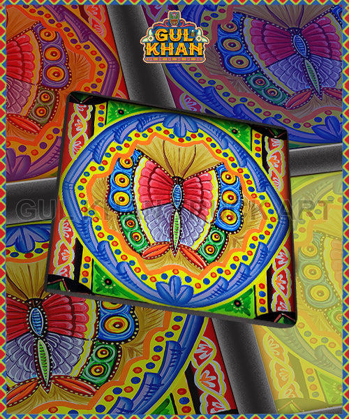 Red & Gray Butterfly Printed Coaster Design