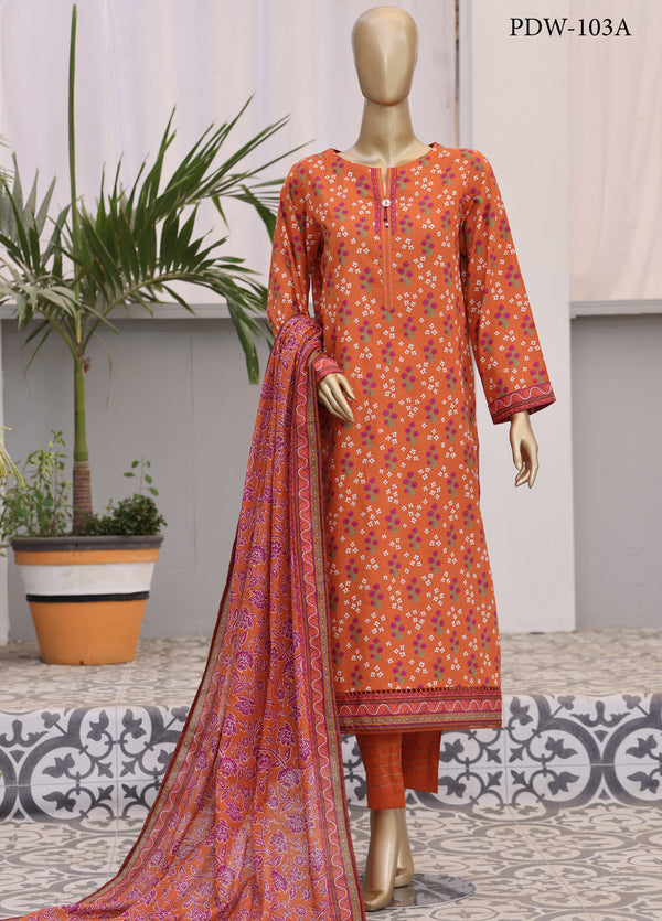 HZ Textile Premium Daily Wear Printed 3 Piece Unstitched Suit HZ25PDW D-103A