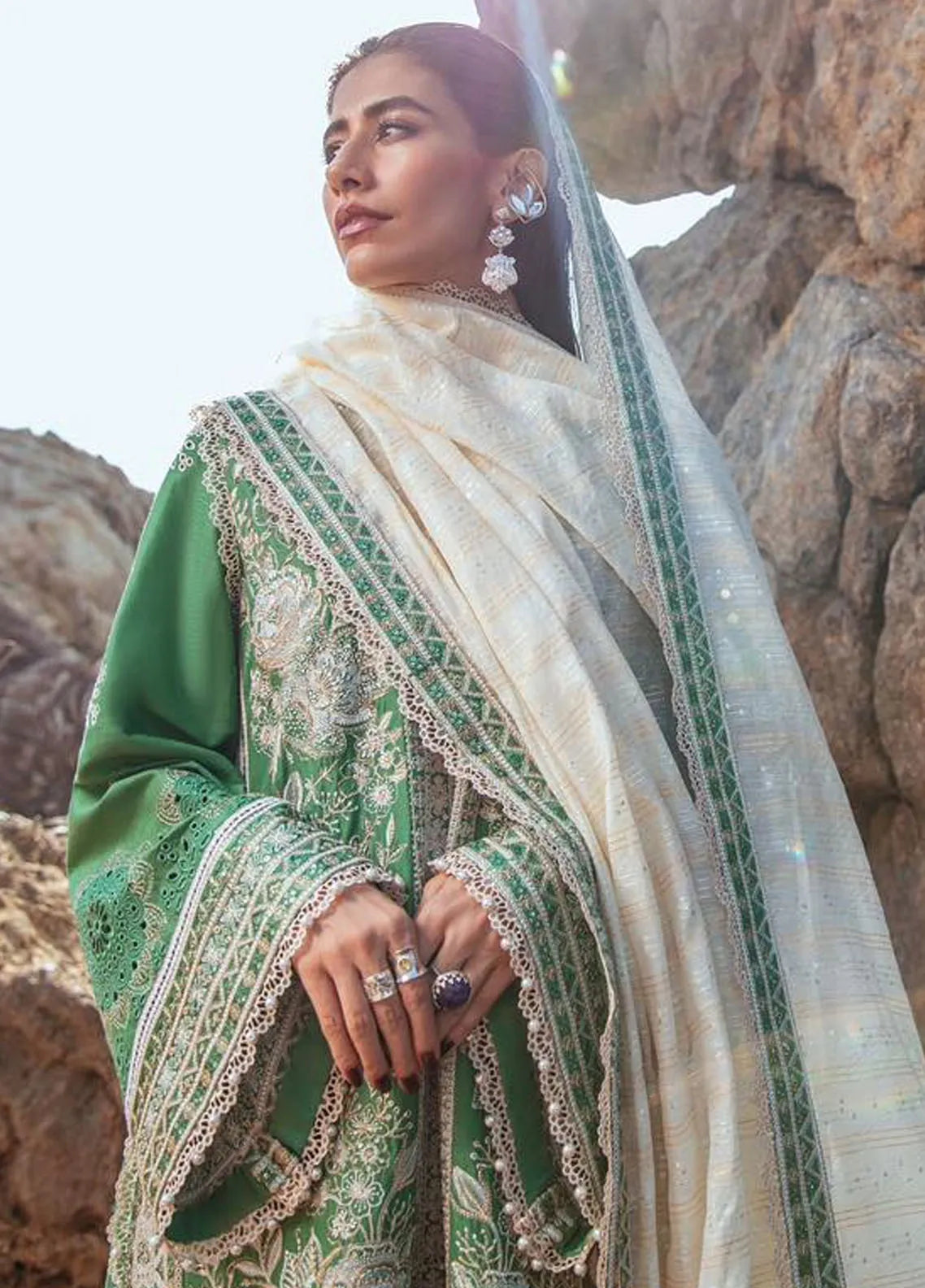 Mohsin Naveed Ranjha Embroidered Lawn Suits Unstitched 3 Piece MNR24DS MFL-017 Zariya - Summer Collection