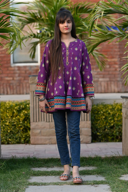 PFRK-001 COTTON PRINTED FROCK SKU: KHW-0012