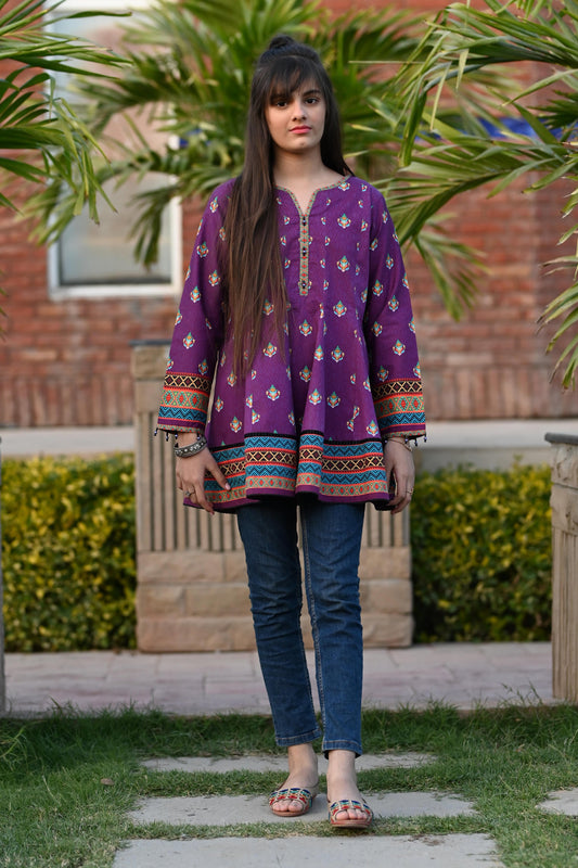 PFRK-001 COTTON PRINTED FROCK SKU: KHW-0012