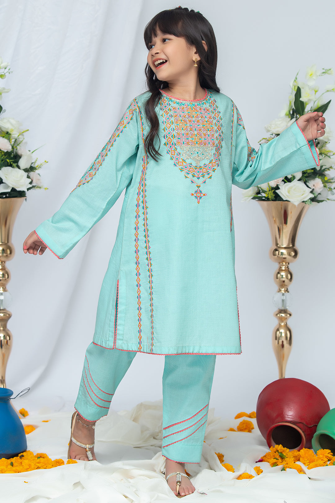 2PCS Jacquard Suit Shirt & Cotton Trouser SKU: EMB-048