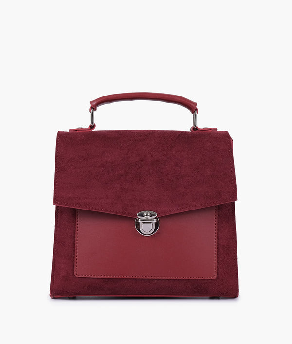 RTW Creation - Maroon suede push-lock messenger bag
