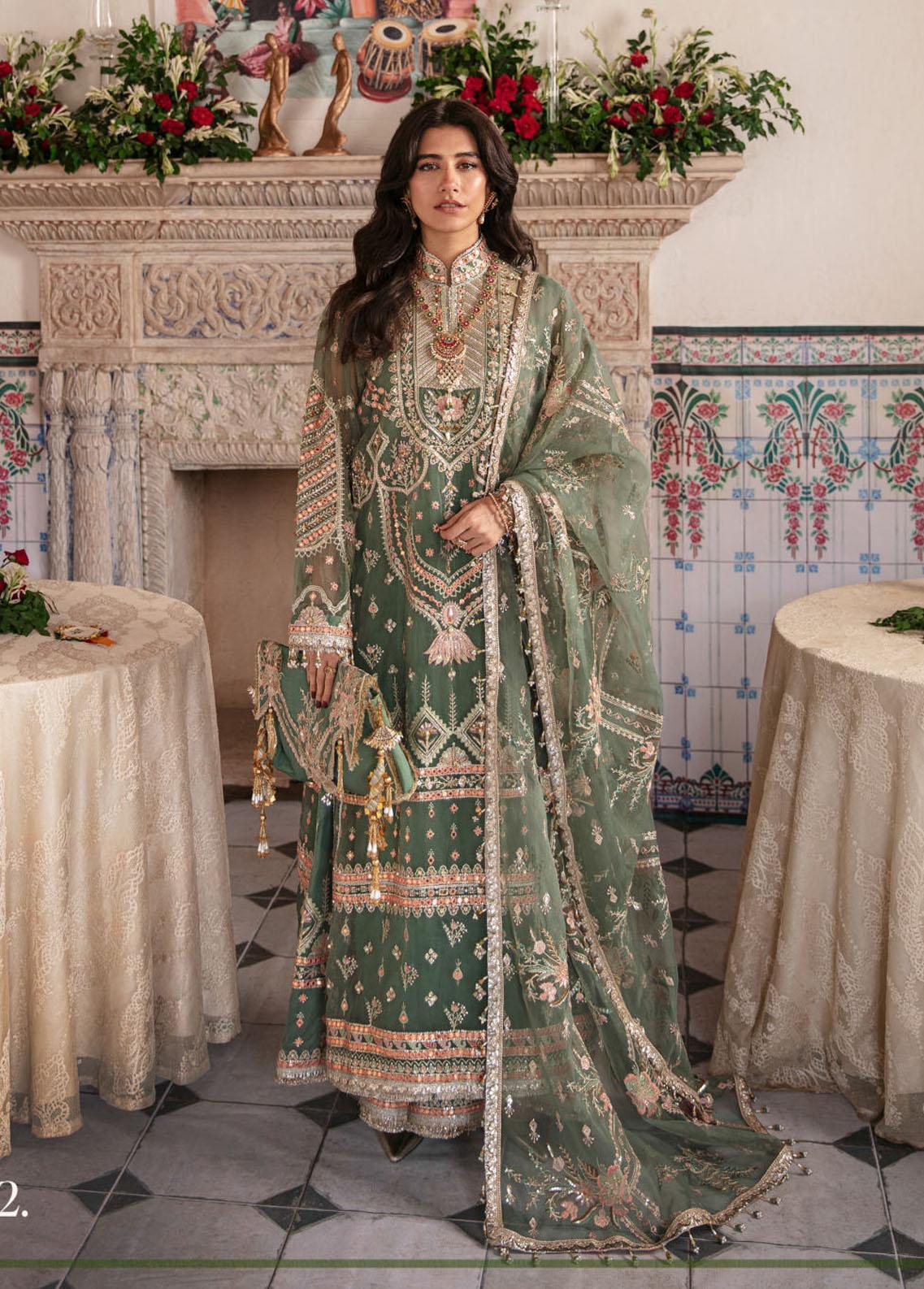 Zarlish by Mohsin Naveed Ranjha Embroidered Organza Suits Unstitched 3 Piece MNR22Z ZWU22-10 Syra Yousuf - Festive Collection