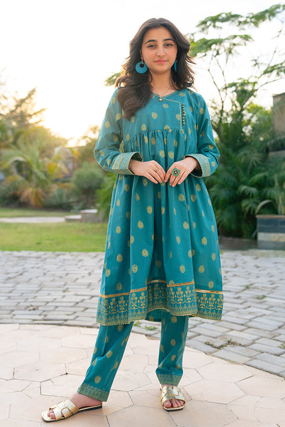 T-ALPRTW-057, ALLOVER JAQUARD FROCK WITH TROUSER