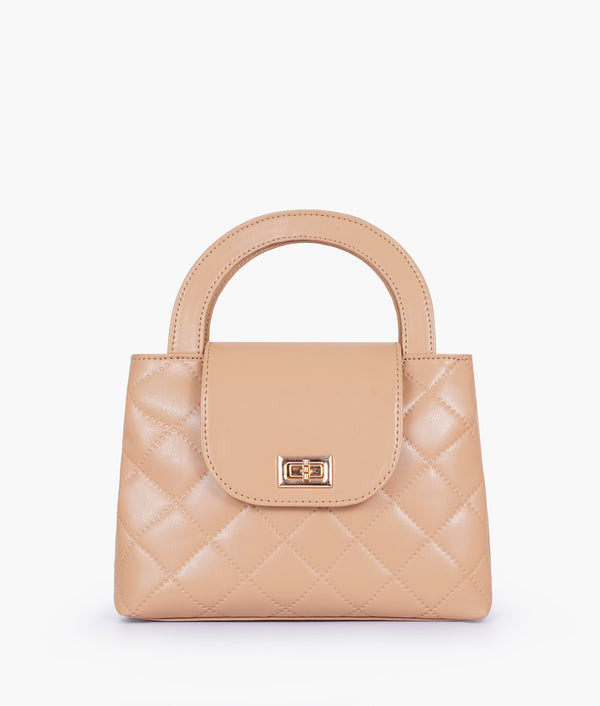 RTW Creation - Beige flap quilted bag with top handle