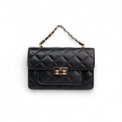 Flora Quilted Crossbody Leather Bag- tanbrown