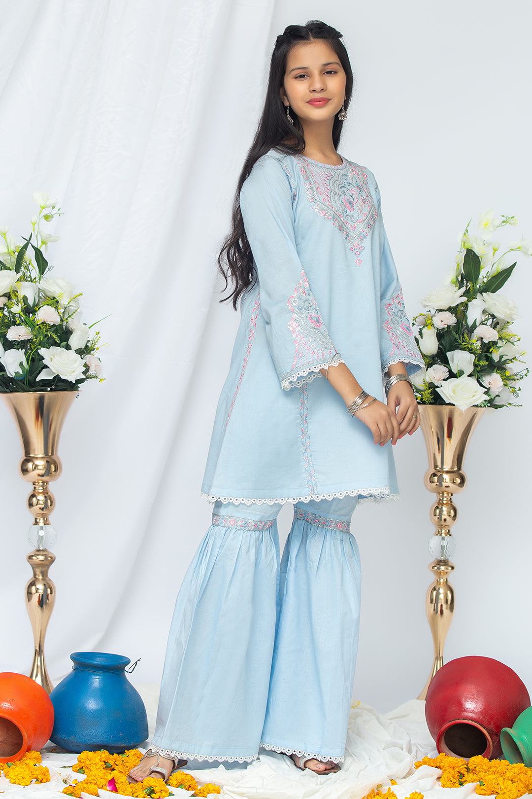 2PCS Jacquard Suit Shirt & Cotton Trouser SKU: EMB-044