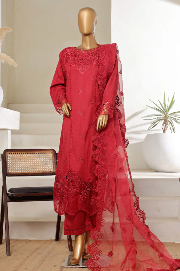 Sada Bahar Stitched 3 Piece Luxury Emb Spring Vol-05 Collection'2025-MK-43-Maroon