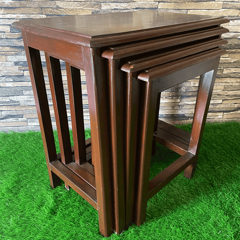 Wooden Dark Brown 20" Nesting Tables Set Of 4