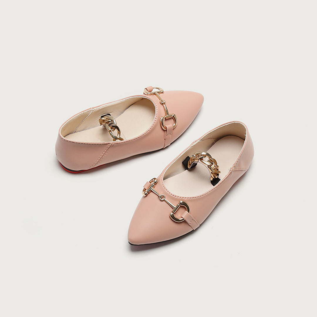 Girls Peach Golden Clip Pumps