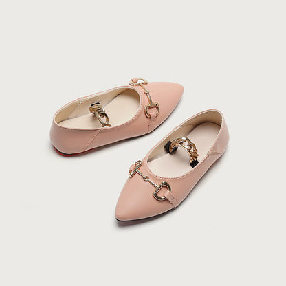 Girls Peach Golden Clip Pumps
