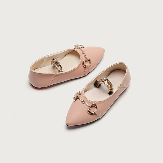 Girls Peach Golden Clip Pumps