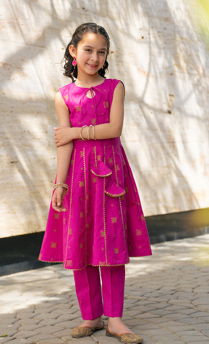 JK-PRT-003, TABLE PRINT FROCK with Garara