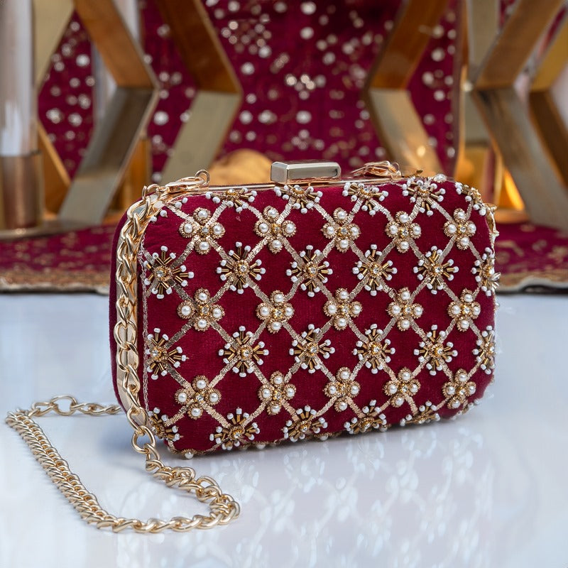 Koyal Maroon Clutch
