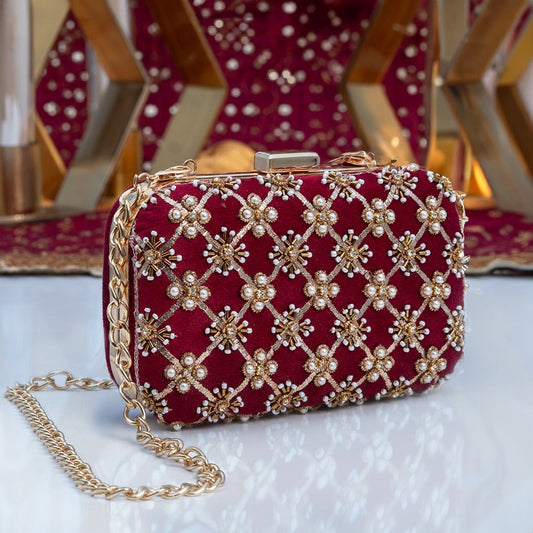 Koyal Maroon Clutch