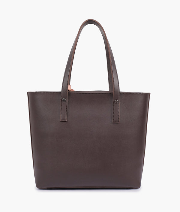 RTW Creation - Dark brown tote bag with detachable pouch