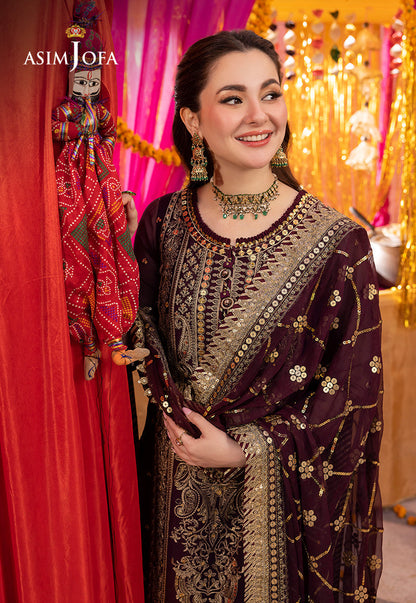 AJDAP-21 EMBROIDERED CHIFFON STITCHED 3 PCS