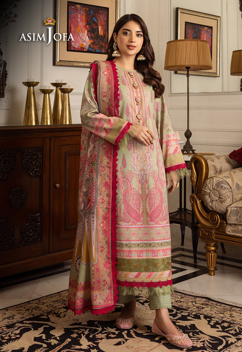 AJIWP-08 EMBROIDERED KARANDI STITCHED 3 PCS