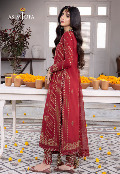 AJABP-24 EMBROIDERED LAWN SILK 3 PCS STITCHED