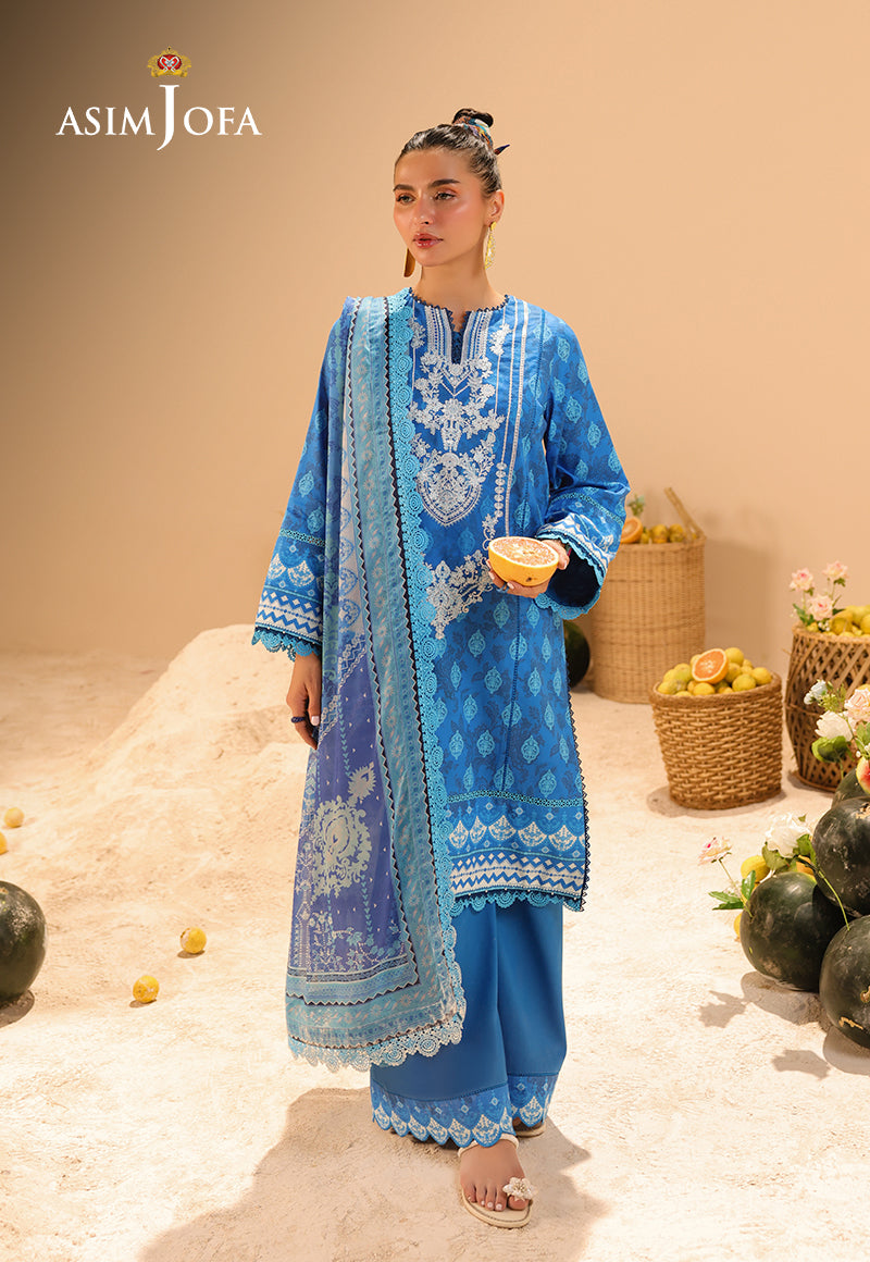 AJUBU-24 Printed Embroidered Lawn 3 Pcs