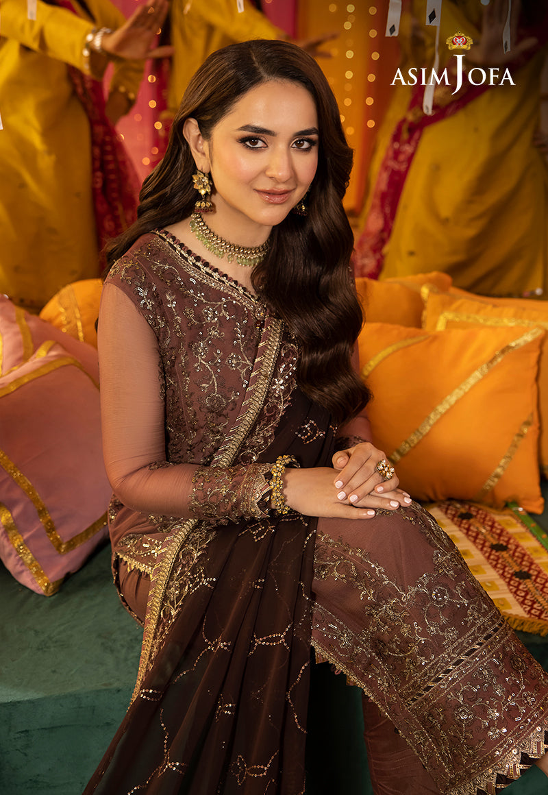 AJDAP-14 EMBROIDERED CHIFFON STITCHED 3 PCS