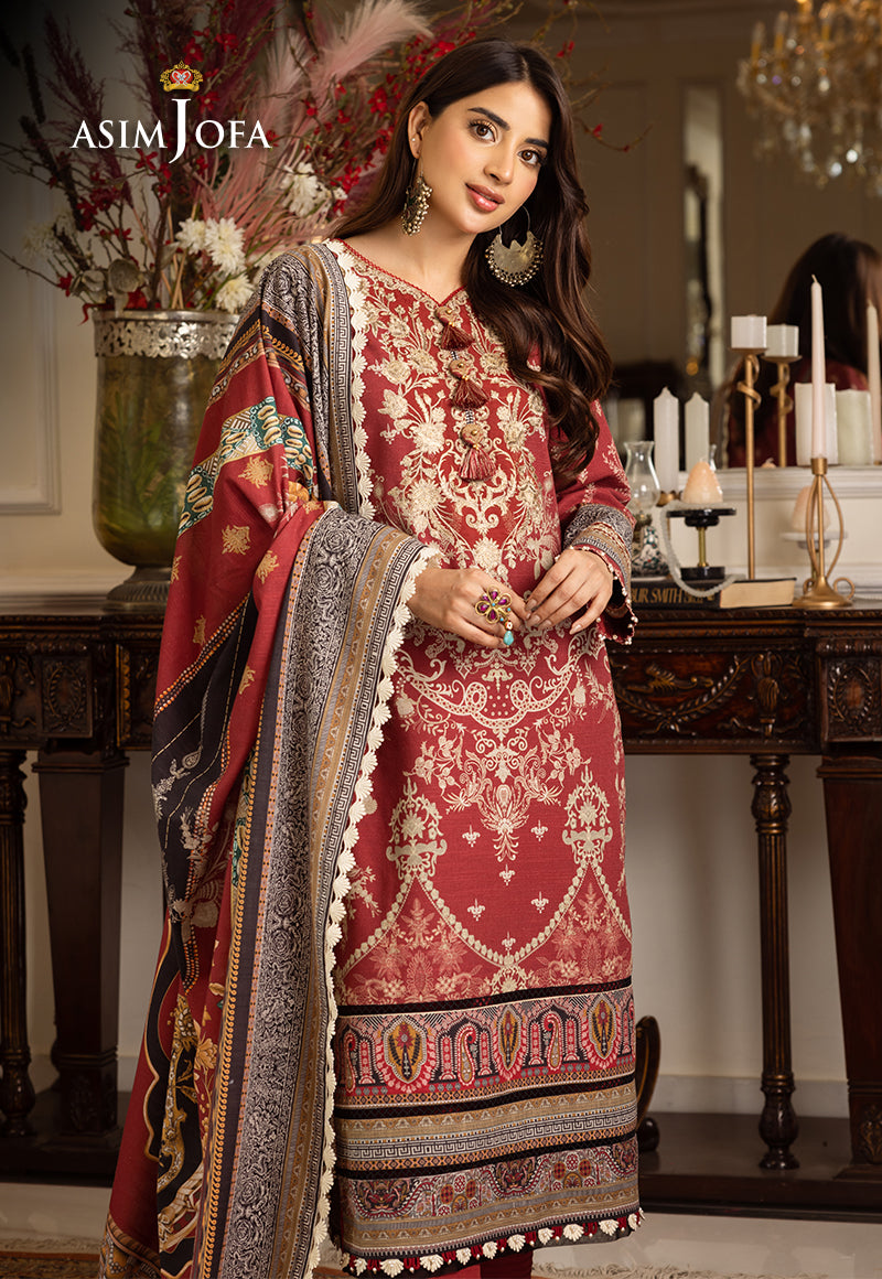 AJIWP-02 EMBROIDERED KHADDAR STITCHED 3 PCS