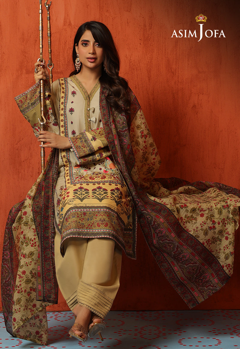 AJTM-16 - 3 PCS EMBROIDERED SWISS LAWN 3 PCS