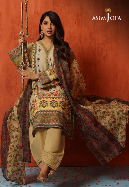 AJTM-16 - 3 PCS EMBROIDERED SWISS LAWN 3 PCS