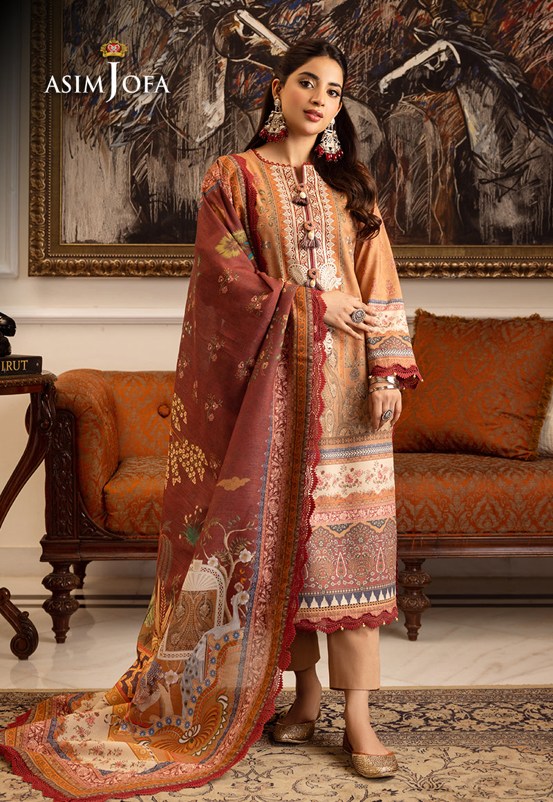 AJIWP-10 EMBROIDERED KARANDI STITCHED 3 PCS