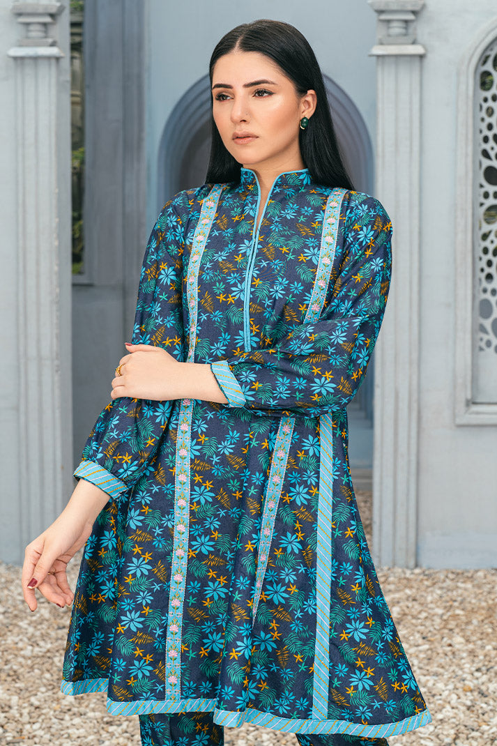 2 pc Printed Semi Frock Embroidery Suit WEMB-002