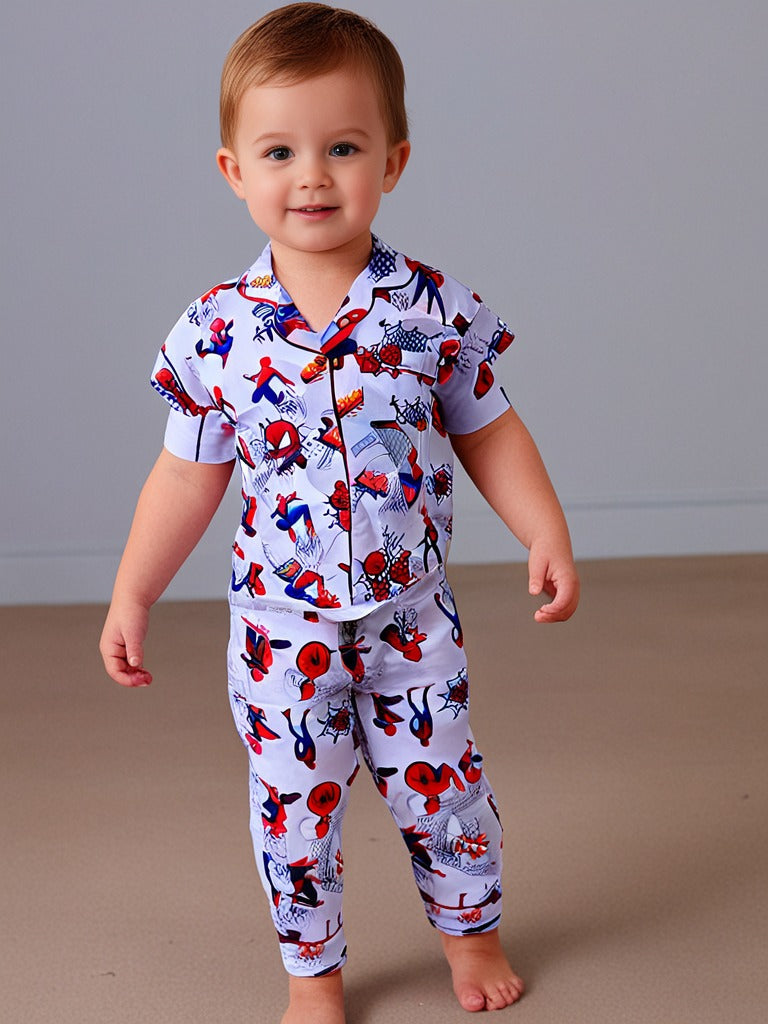 Kids klub cozy sleepwear breathable & light weight pajama set-white; multicolor
