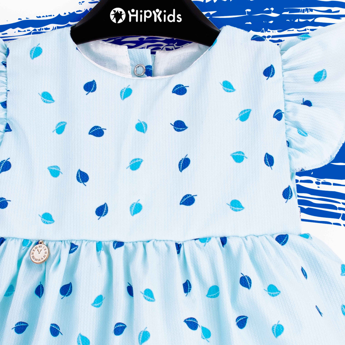 Baby Girl Blue Leafs Print Frock