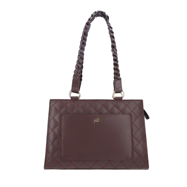 Velvique Leather Tote Bag- dark brown