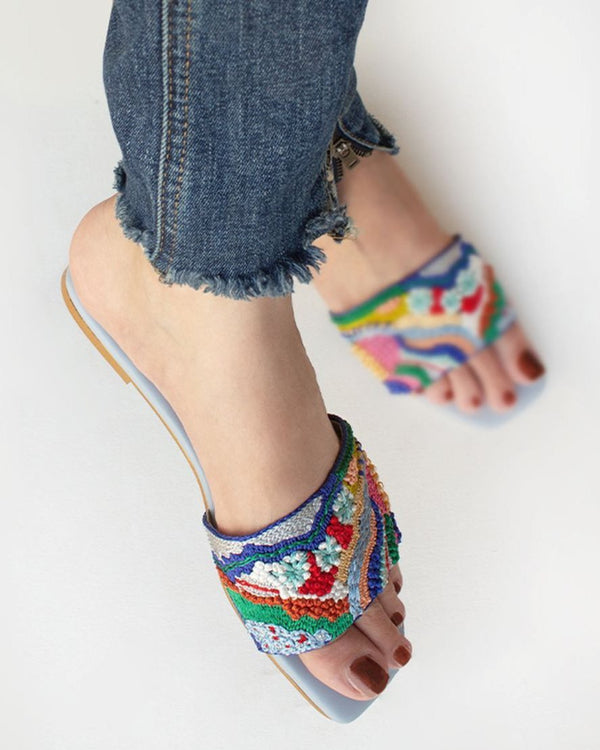 BLUE Hand Embroidered Flats_blue