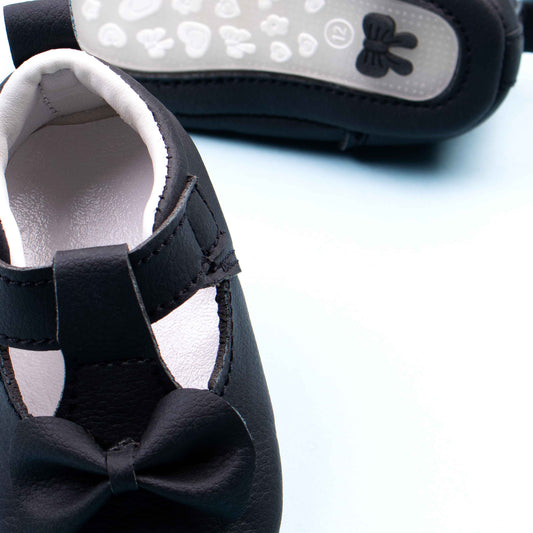 Baby Girl Black Bow Pumps Pre-walker